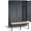 3-person clothing locker with lowered bench frame (Evo)
